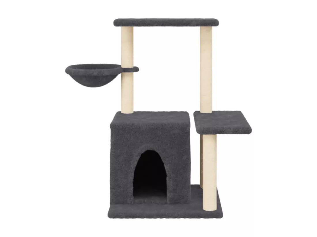 Arbre à chat avec griffoirs en sisal Gris foncé 83 cm