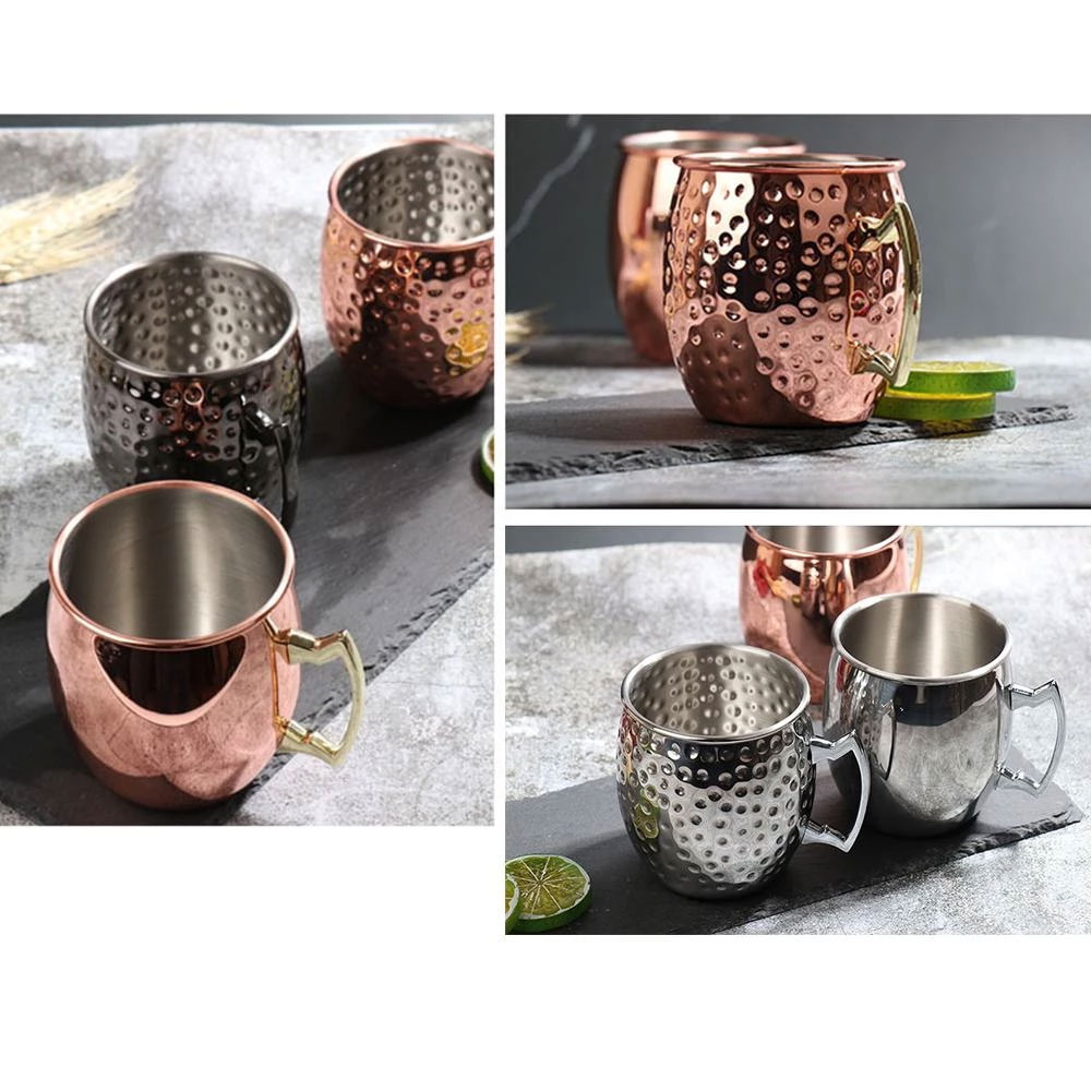 Moscow Mule Kupfer Tasse Wiederverwendbarer Kaffee Becher Tee Cup - Silber (Dots)