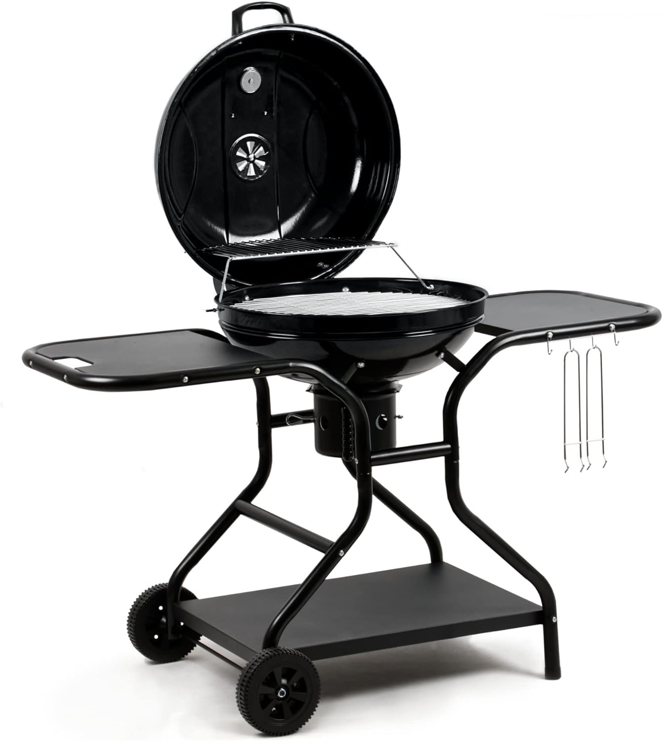 BBQ-Toro Kugelgrill Ø 57 cm mit Ablagefläche und Grillrostheber | Grillfläche Ø 54,5 cm | BBQ Kugelgrill Holzkohle, Barbecue Grill Holzkohle rund, Holzkohlegrill mit Deckel