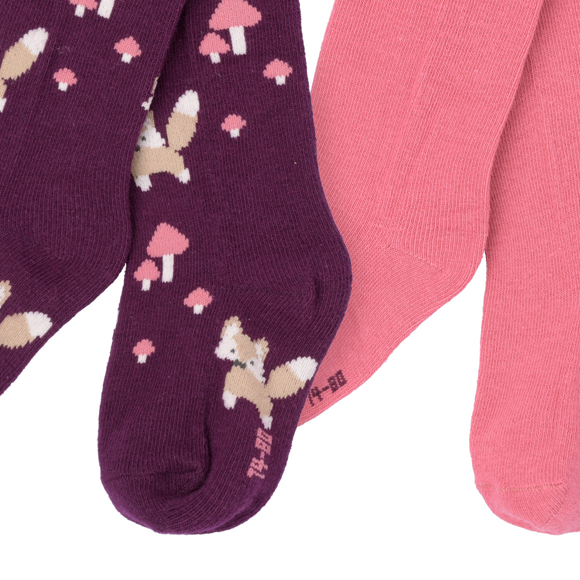 Topomini 2 Baby Strumpfhosen mit Tieren dunkelrosa / beere