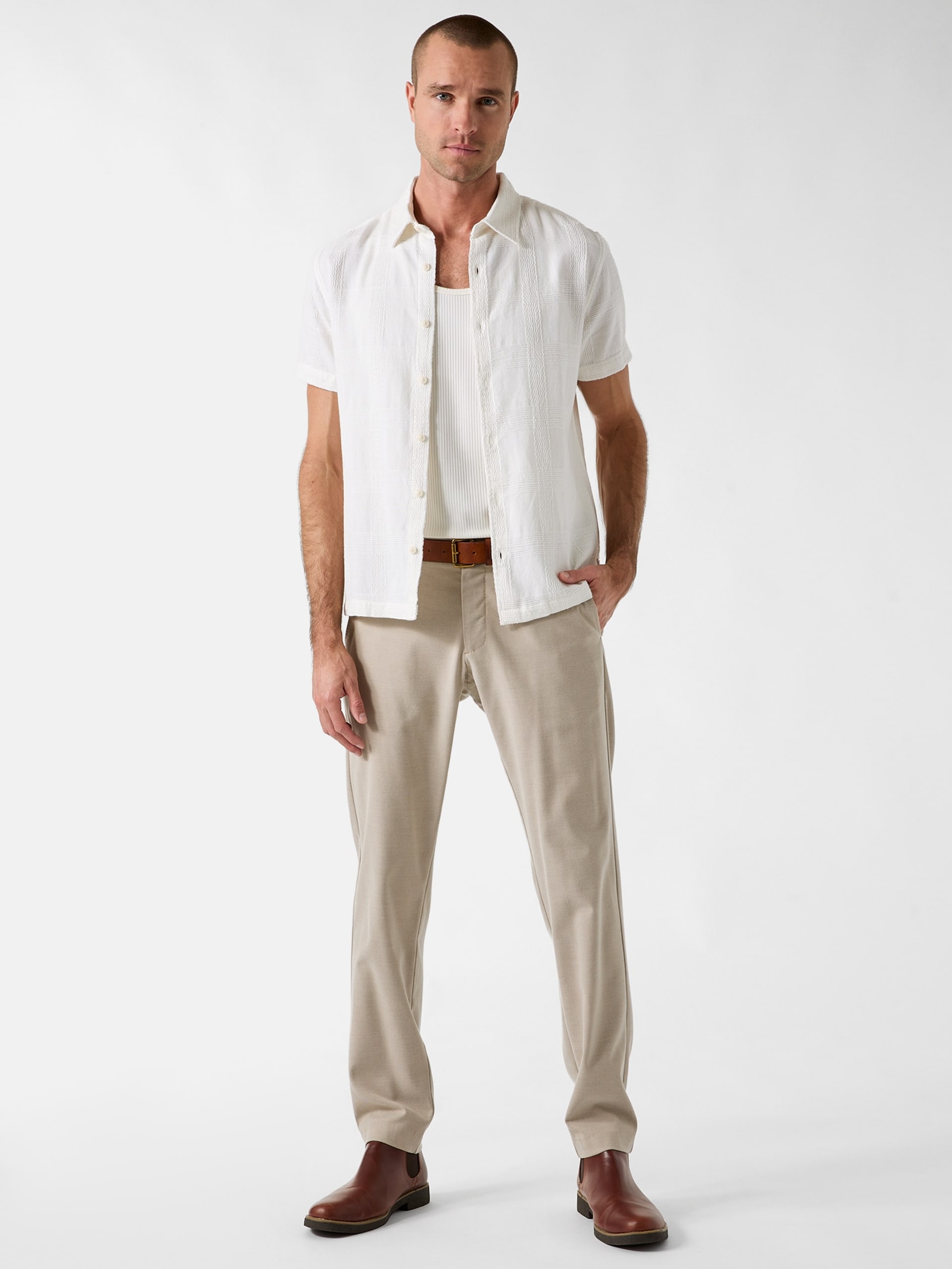 Camisa com textura xadrez