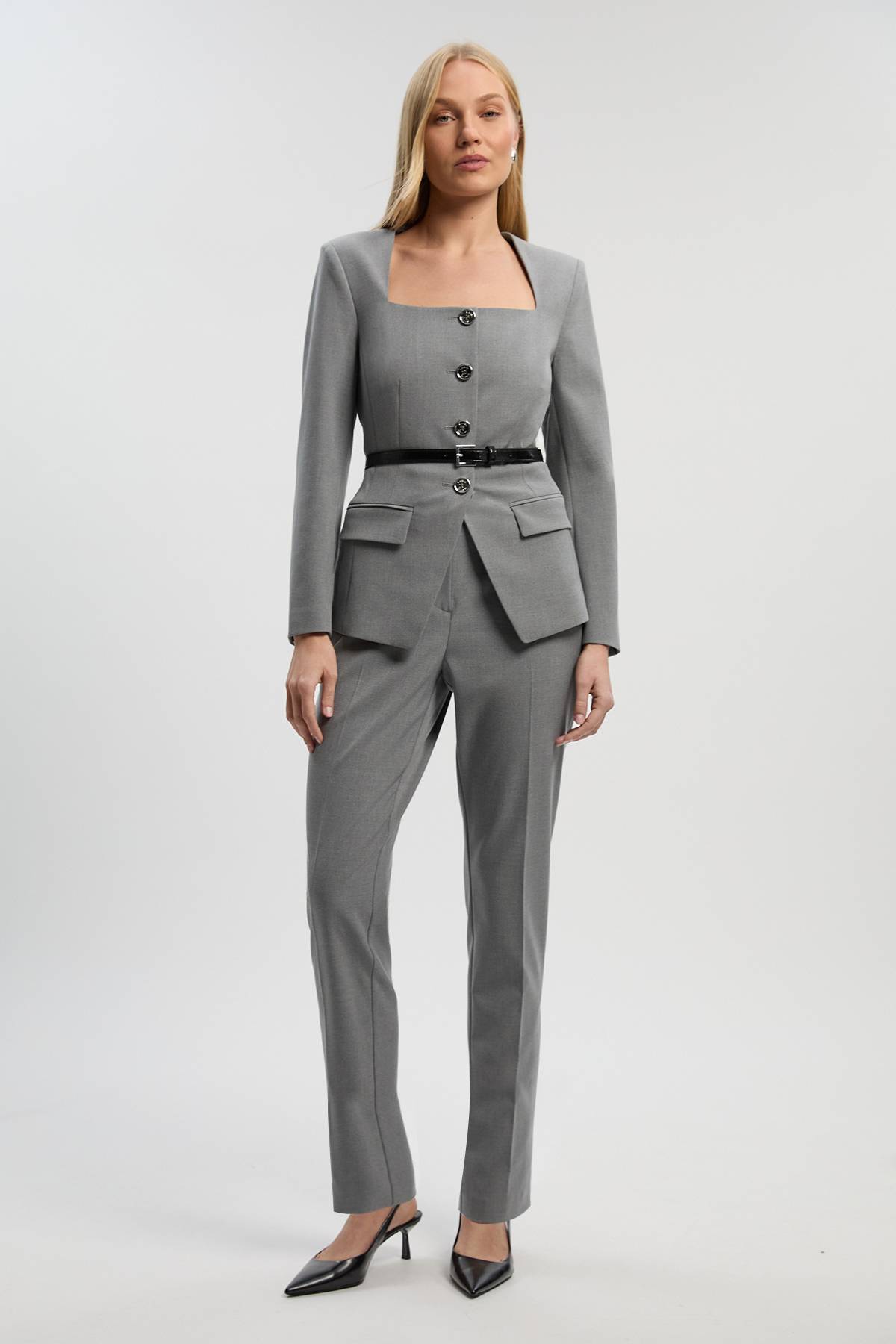 KarenMillen Pantalon Tailleur Chiné Coupe Slim