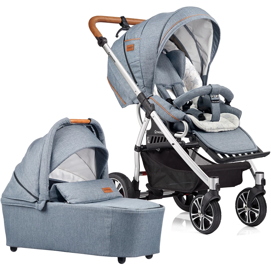 GESSLEIN Kombikinderwagen F4 Air+ mit Handbremse, eisblau meliert  Stern