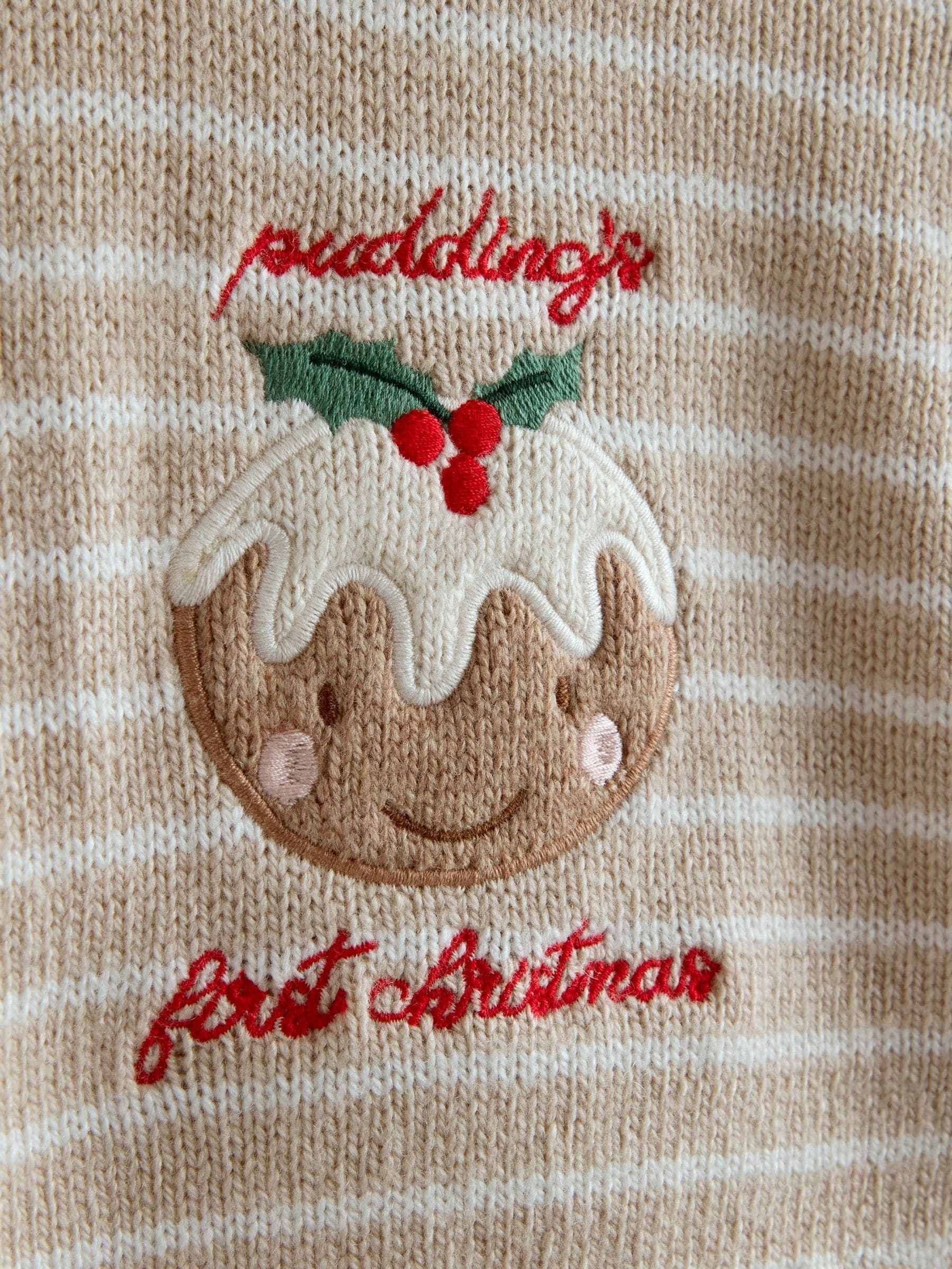 JoJo Maman Bébé - Gebreide set 'My First Christmas Pudding'