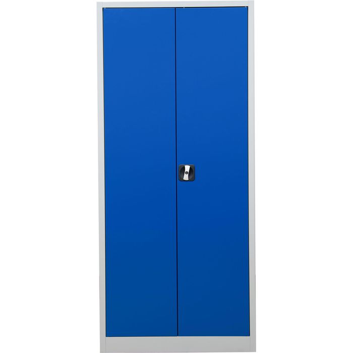 PROREGAL Badger draaideurkast met 4 legplanken, Eurolock-greep, plint, HxBxD 180 x 80 x 38 cm, grijsblauw, verzinkt