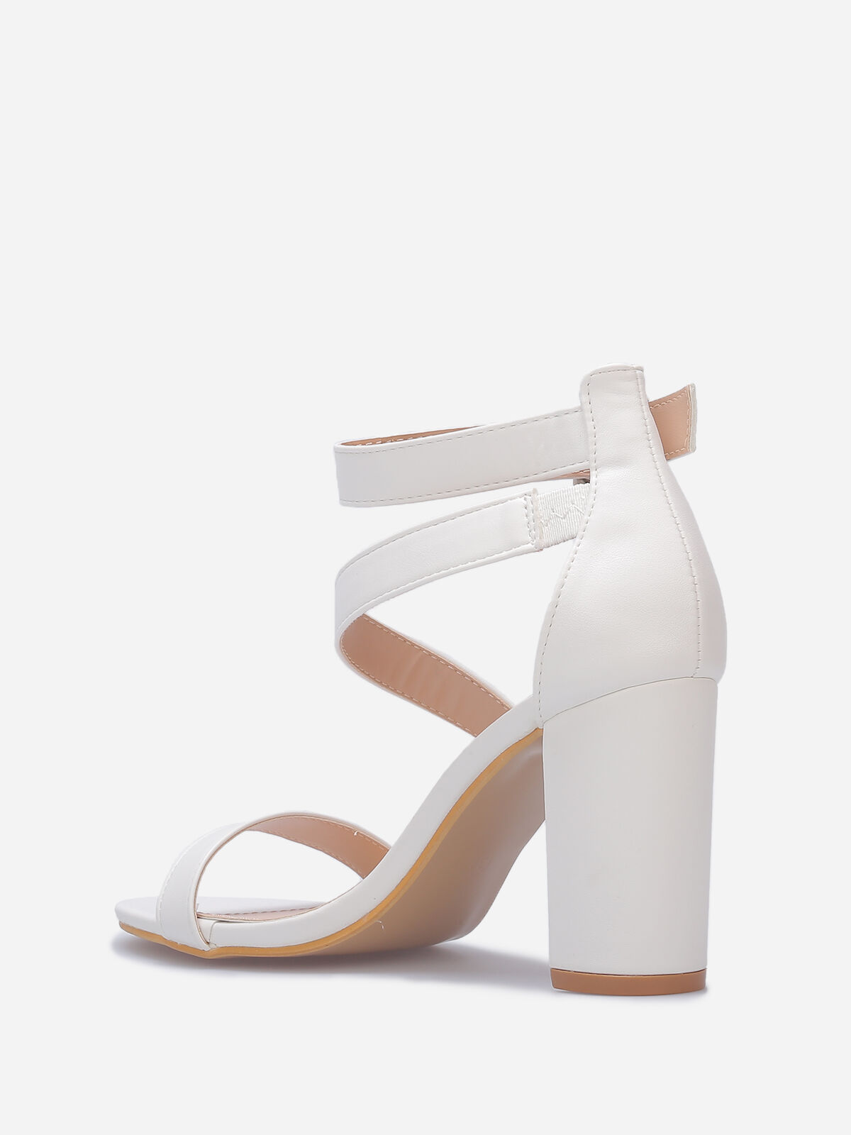 Sandales à talon avec doubles brides- Blanc