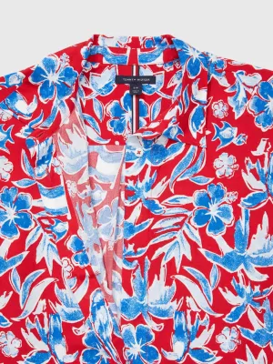 Blusa regular com estampa de lenço tropical adaptável