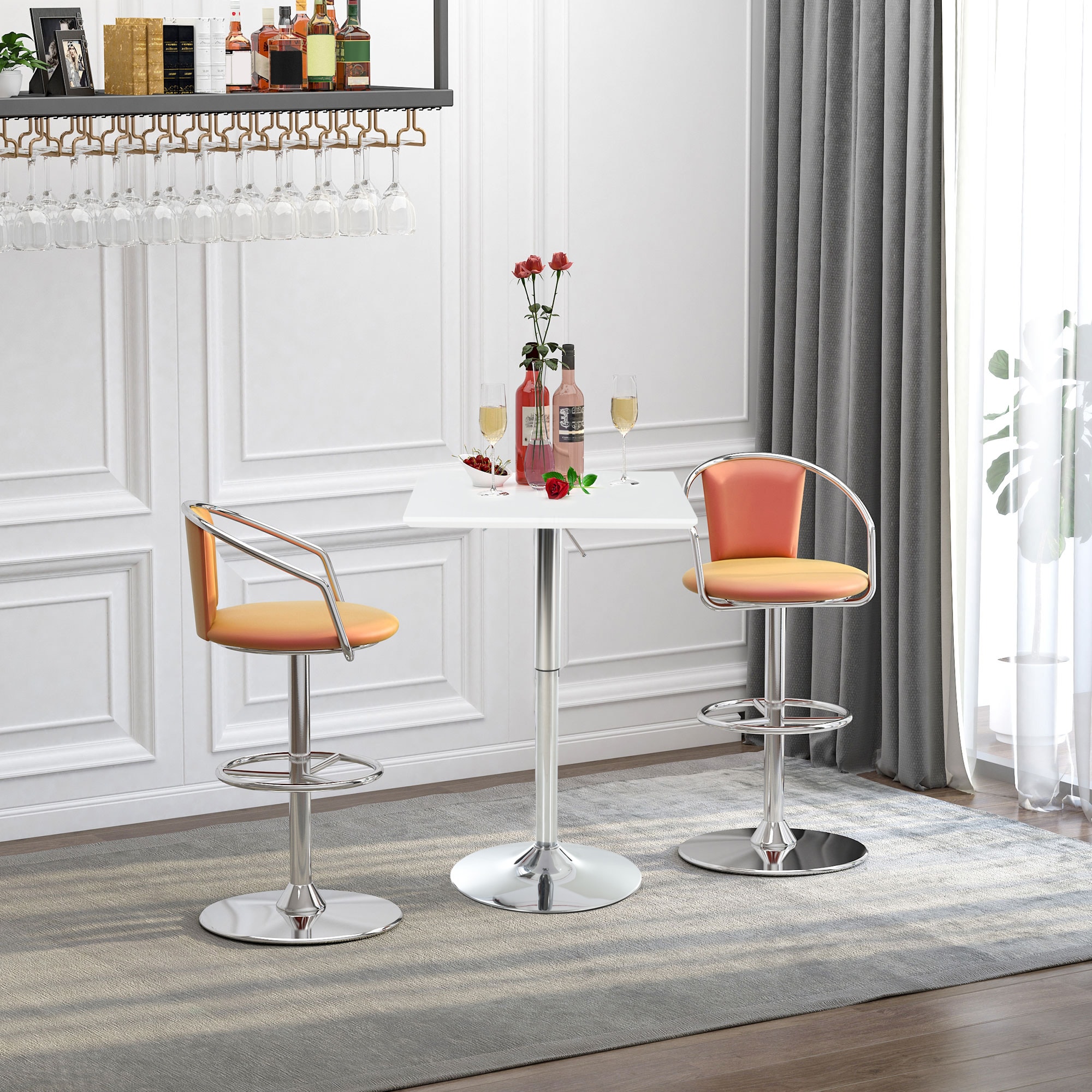 HOMCOM Bistrotisch höhenverstellbar weiß 60 x 60 x 71-92 cm (BxTxH)
