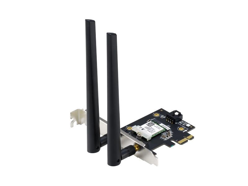 ASUS WLAN-AX PCIe Adapter PCE-AX1800 BT5.2 AX1800 Dual Band PCI-E WiFi 6 (802.11ax). Bluetooth 5.2, WPA3-Netzwerksicherheit, OFDMA und MU-MIMO
