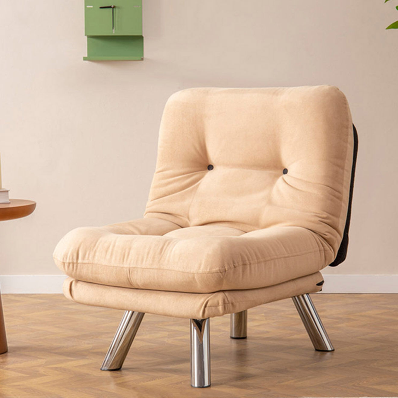 Homitis Fauteuil convertible pouf Misa crème - 120x68x26 cm
