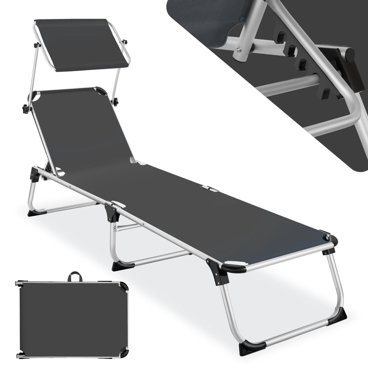 tectake Aurelie opvouwbare ligstoel 217 x 60,5 x 72 cm