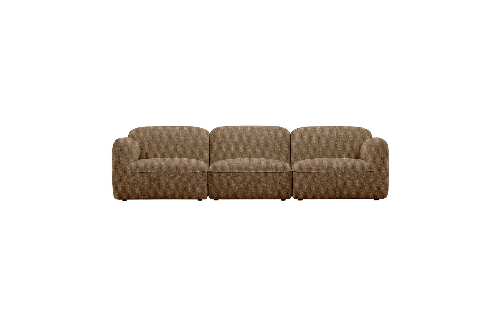 Fluff 3-seter Tekstil Storm 18 Dark Beige med sorte ben