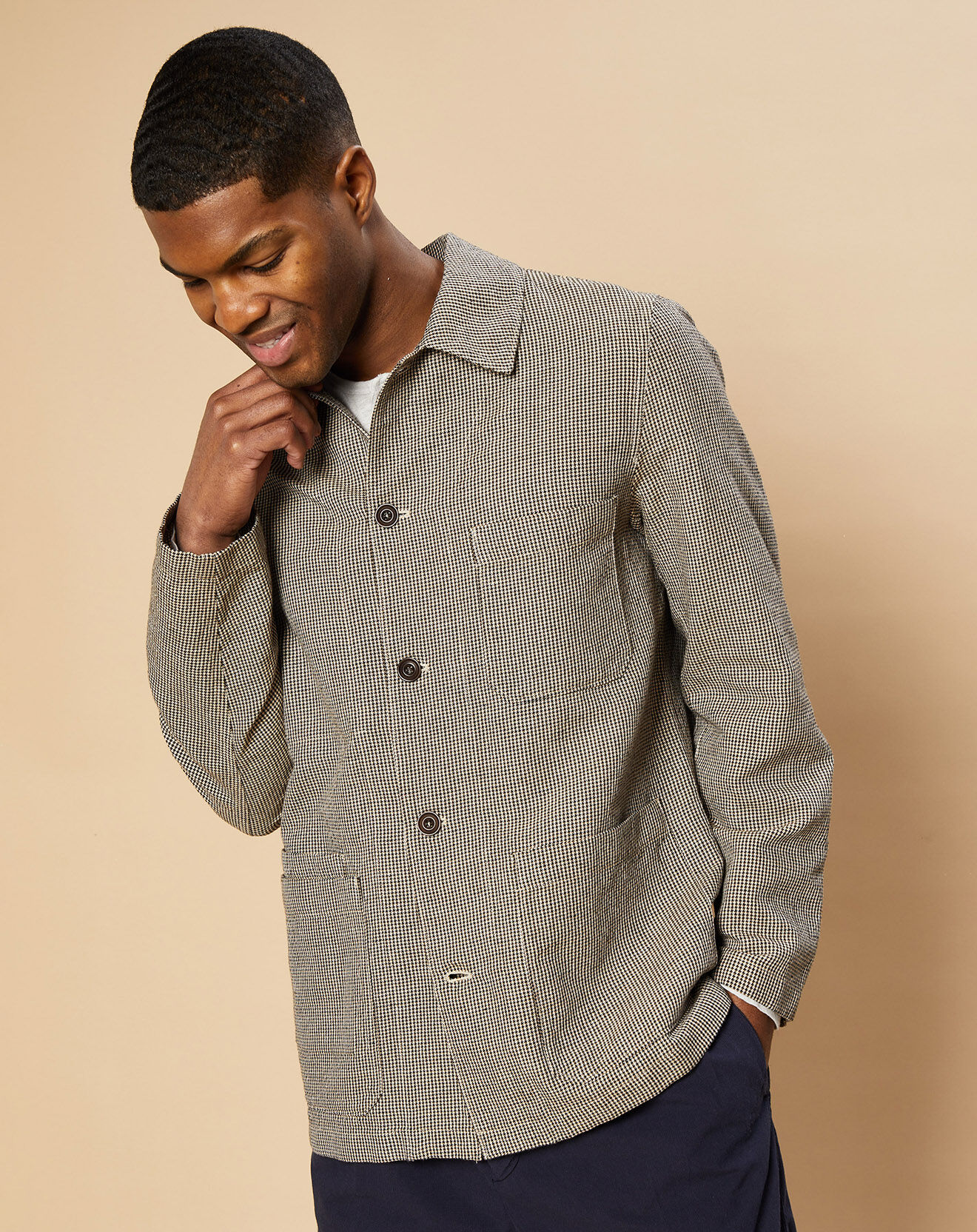 Hartford Veste en Lin & Coton Jerry marron/beige