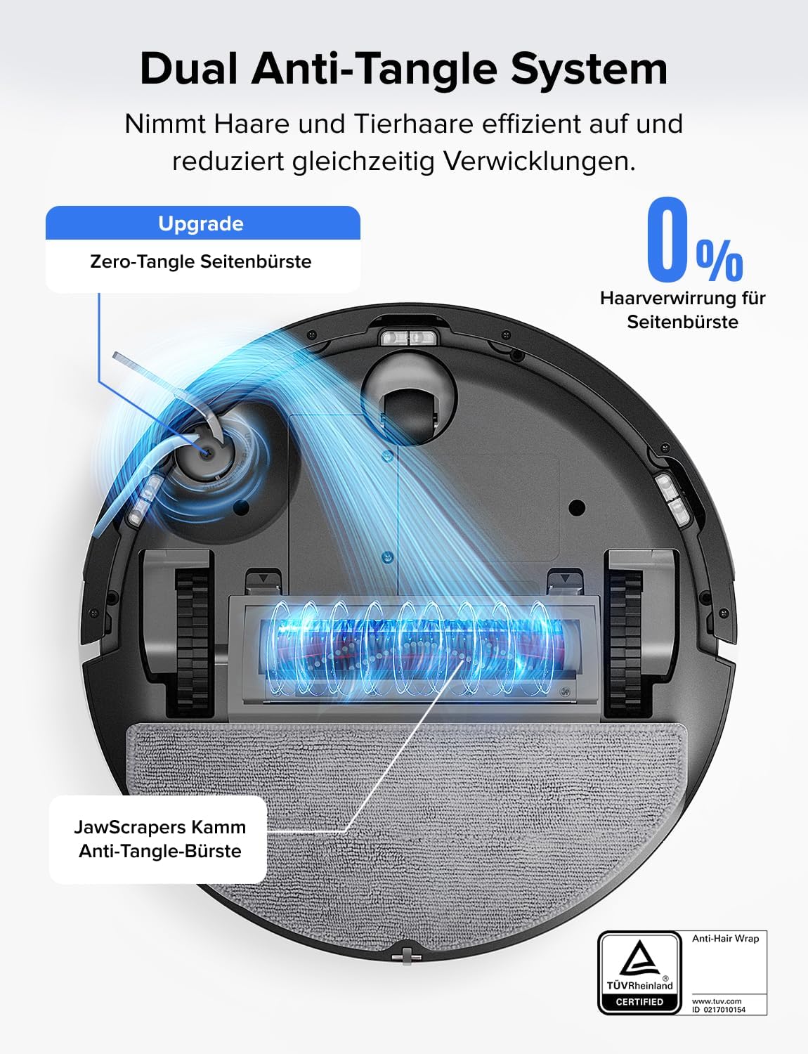 roborock Q7 L5 Saugroboter, Dual Anti-Tangle System, 8.000 Pa HyperForce Saugkraft, Präzise Navigation, Smart No-Go Zone, Einstiegsleistung, Perfekt für Haustierbesitzer (Schwarz)