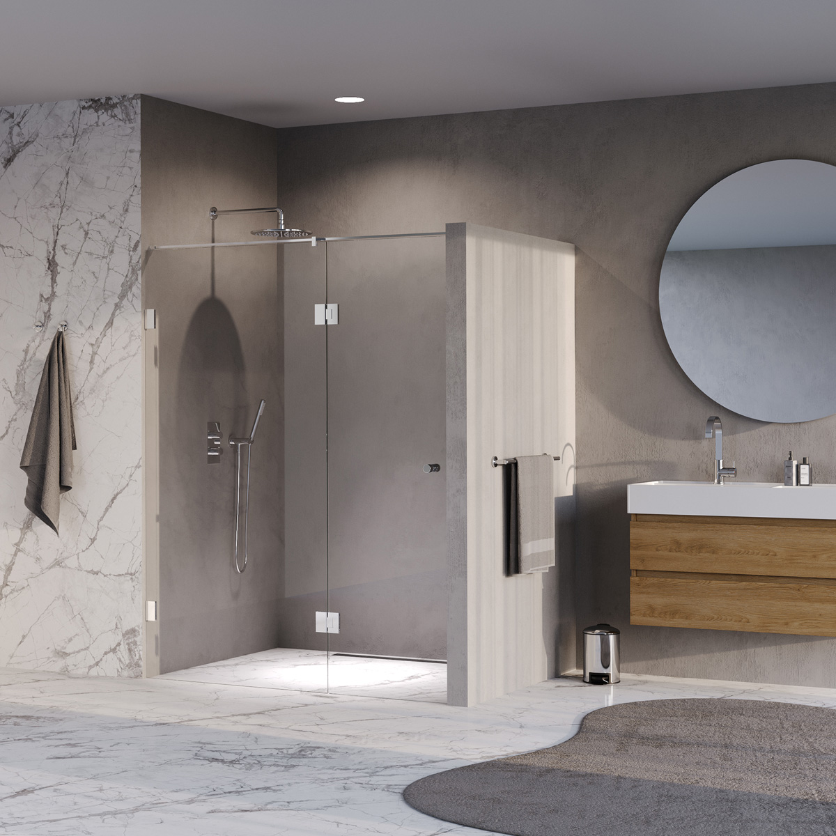 Brauer Void Carving profielloze nisdeur 160cm met draaideur 70cm aan glas chroom