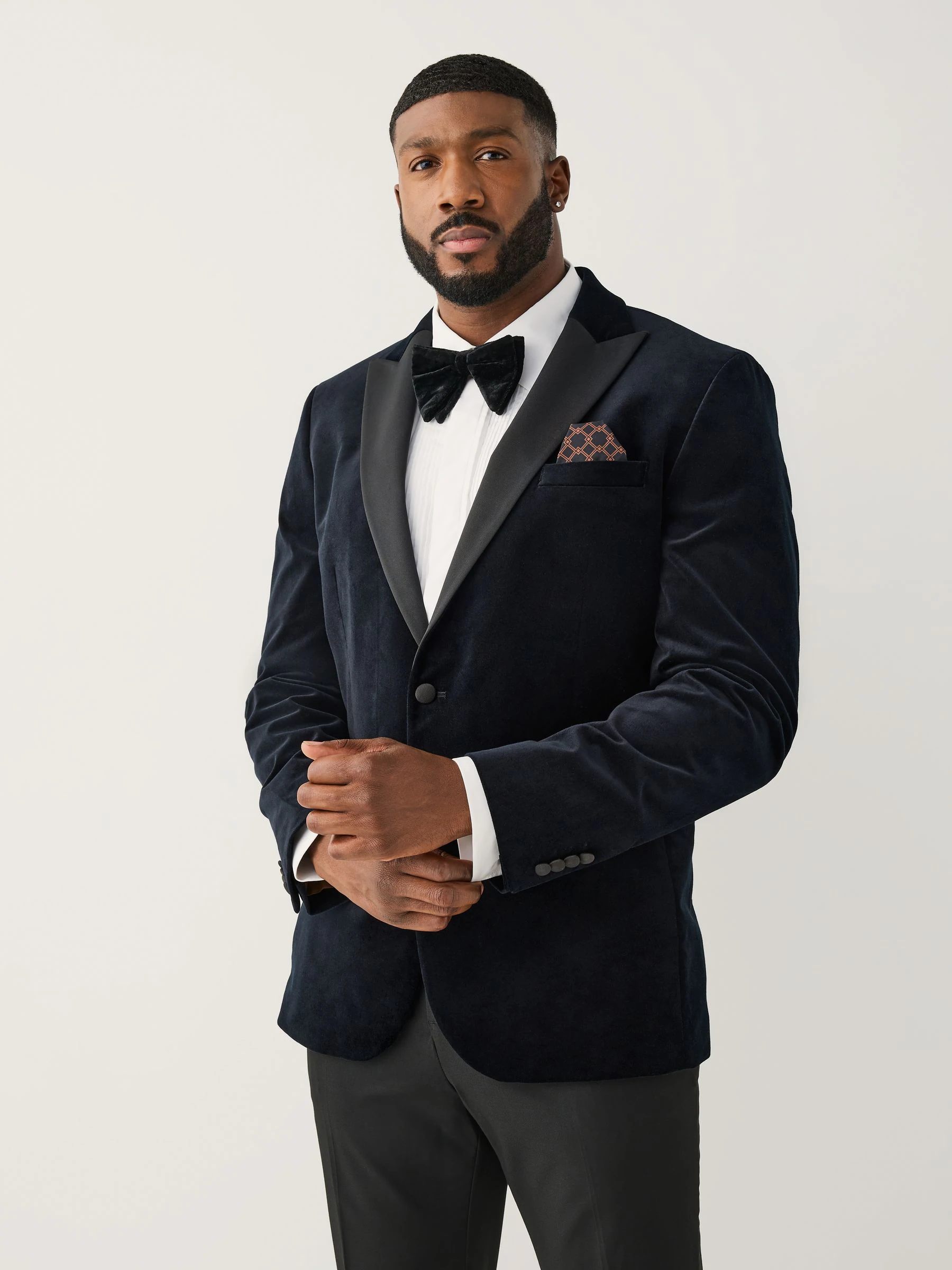 Zwart - Muscle Fit Motionflex Cotton Rich Velvet Blazer With Stretch