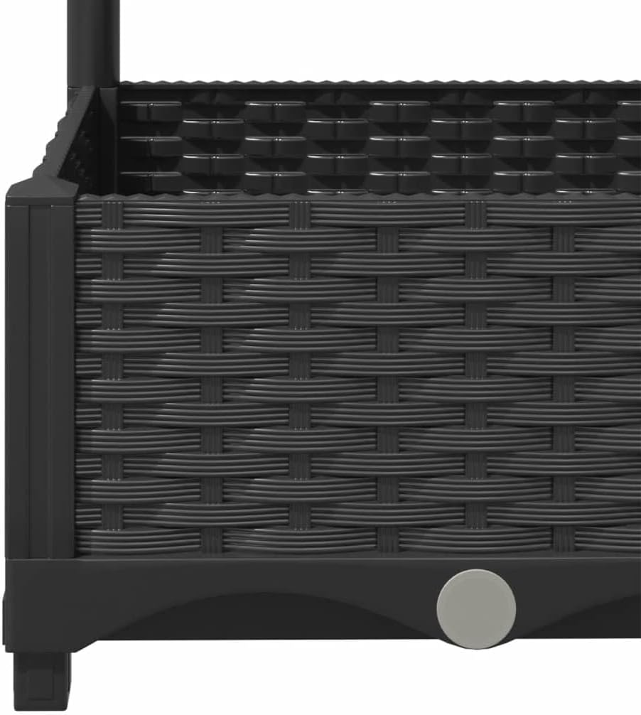 vidaXL Pflanzkübel mit Rankgitter Blumenkübel Pflanzkasten Blumentopf Blumenkasten Rankhilfe Spalier Gartenspalier Schwarz 120x120x121,5cm PP