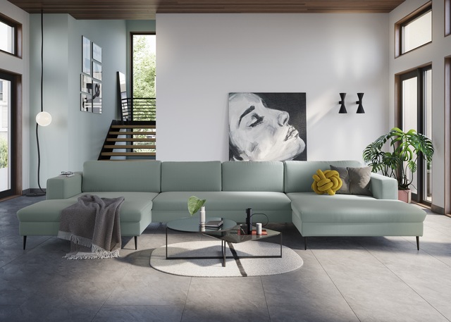 DOMO collection Wohnlandschaft »Modica U-Form aktuelles, kubisches Design mit 2 Recamieren, viel Platz« XXL, in moderner Optik mit, 2 grosszügigen Recamieren, auch in Cord