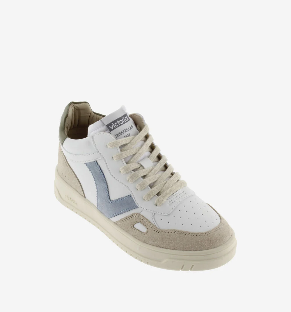 SEUL BOTTINE EFFET CUIR & CUIR FENDU Bottines unisexes semelle beige KAKI
