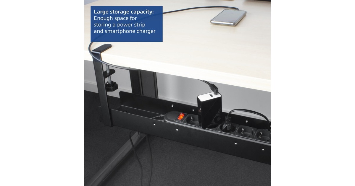 ACT ConnectivityVerstelbare kabelgoot voor onder een bureau, montage via klemsysteem kabelkanaal  (Zwart)