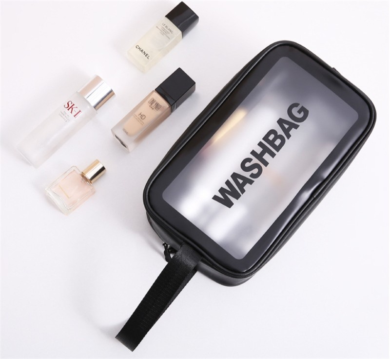 (26x15x9cm) Kosmetik Make Up Tasche Necessaire Organizer Bag - Schwarz / Transparent