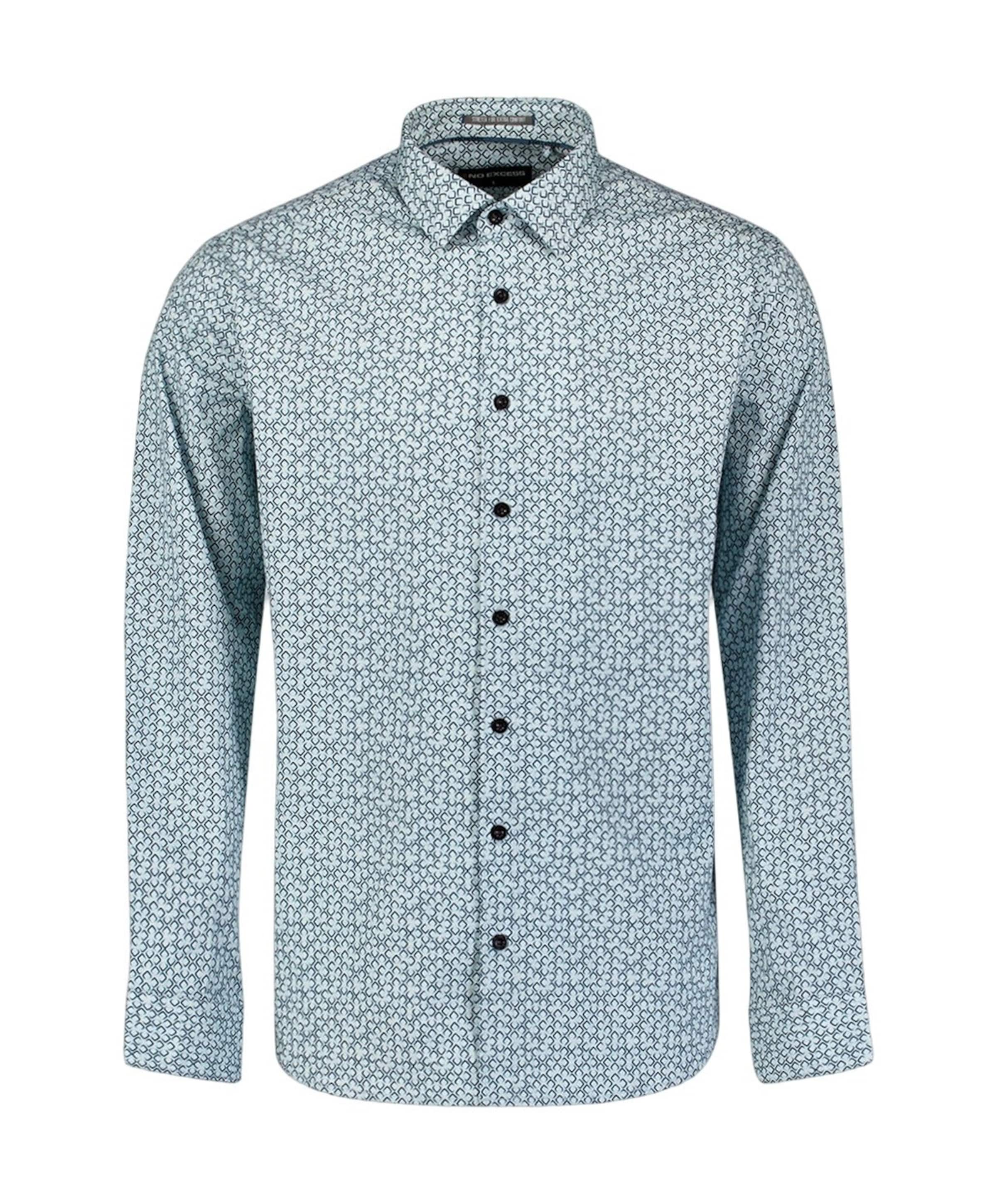 No Excess Heren overhemd lange mouw blauw
