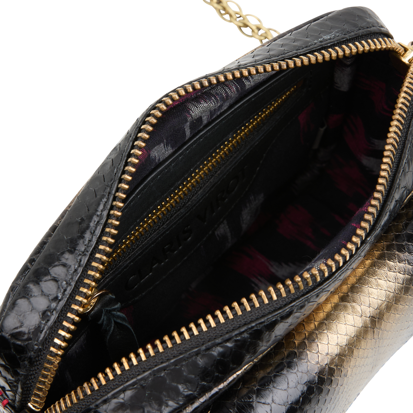 CHARLY - Sac bandoulière en cuir de python | Doré