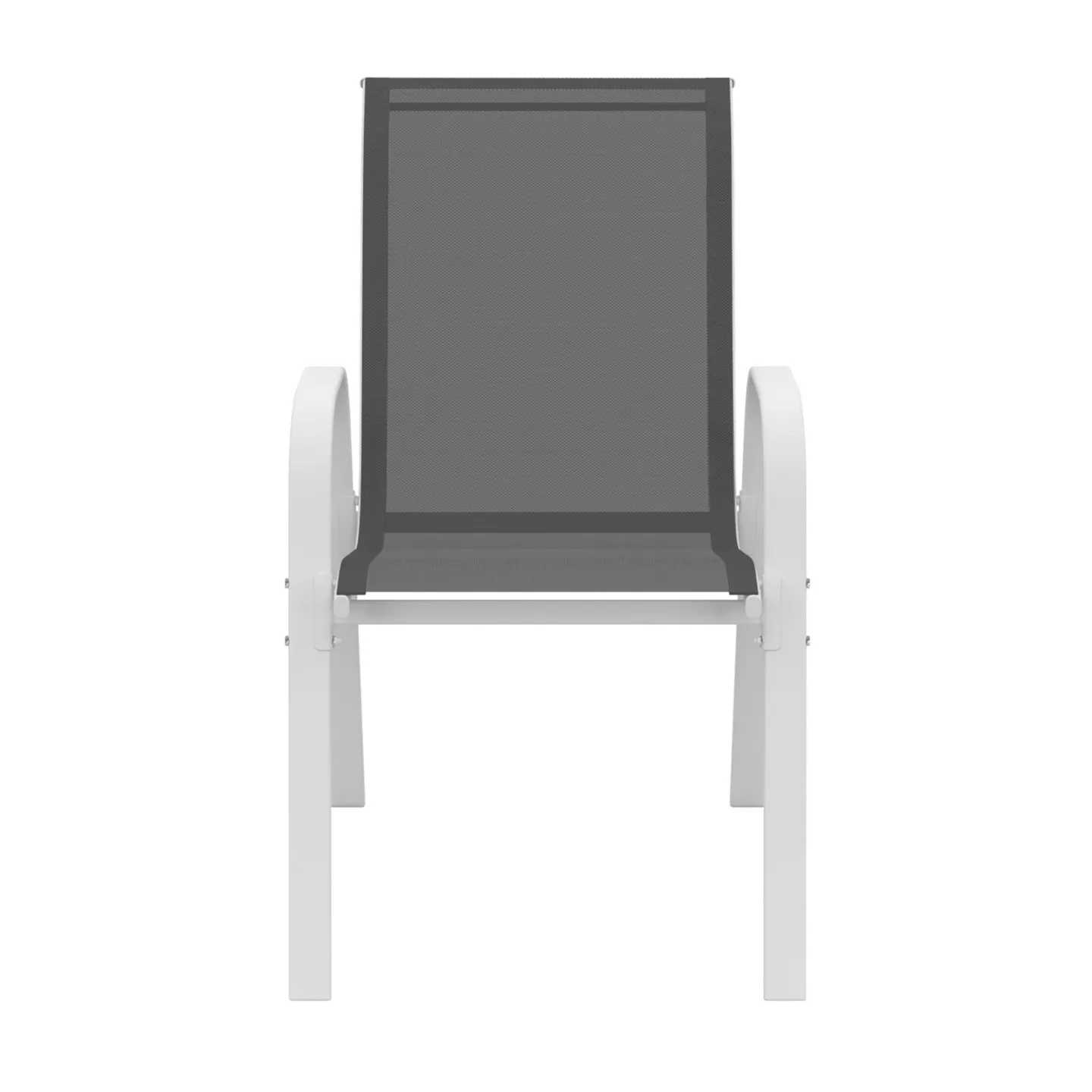 Lot de 4 chaises de jardin LYMA métal et textilène empilables blanc et gris