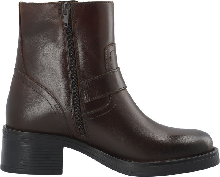 Cashott CASRIKKE Biker Boot W. Inside Zip Pull Up Leather Coffee