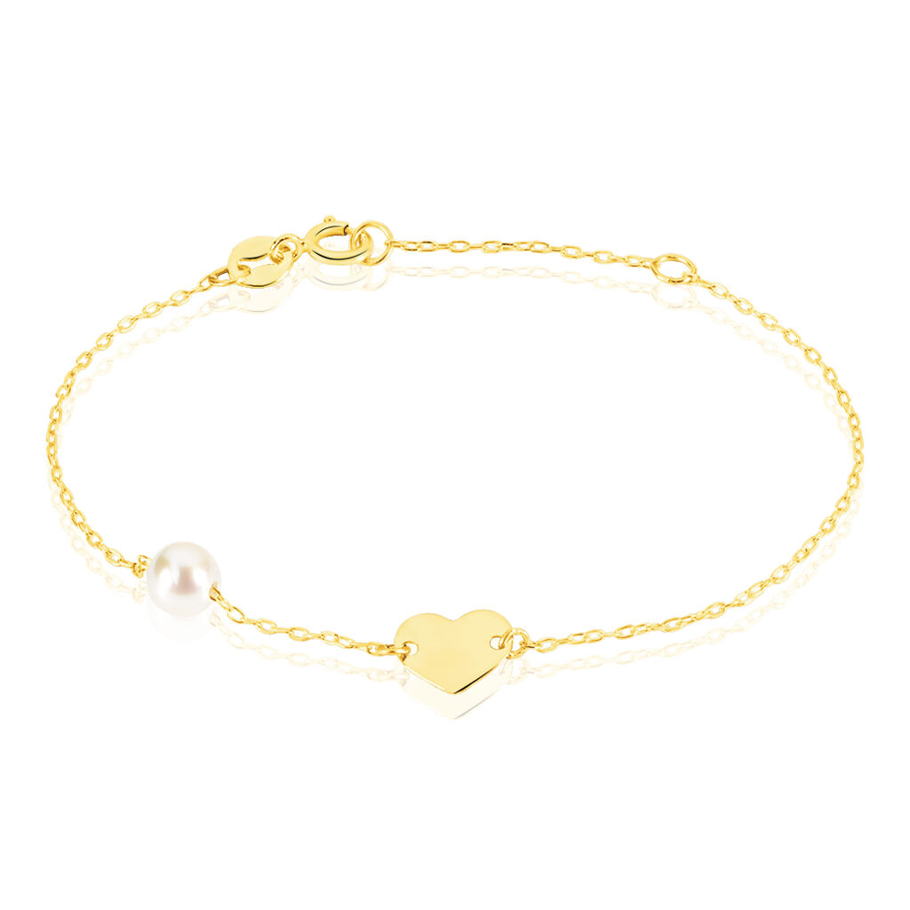 Bracelet Roselena Coeur Or Jaune Perle De Culture