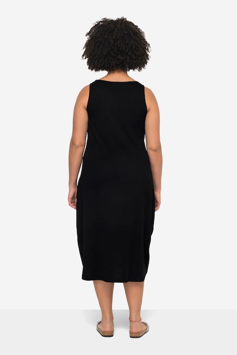 Jersey-Midikleid, ärmelloser Fitted Fit, gerundeter Saum