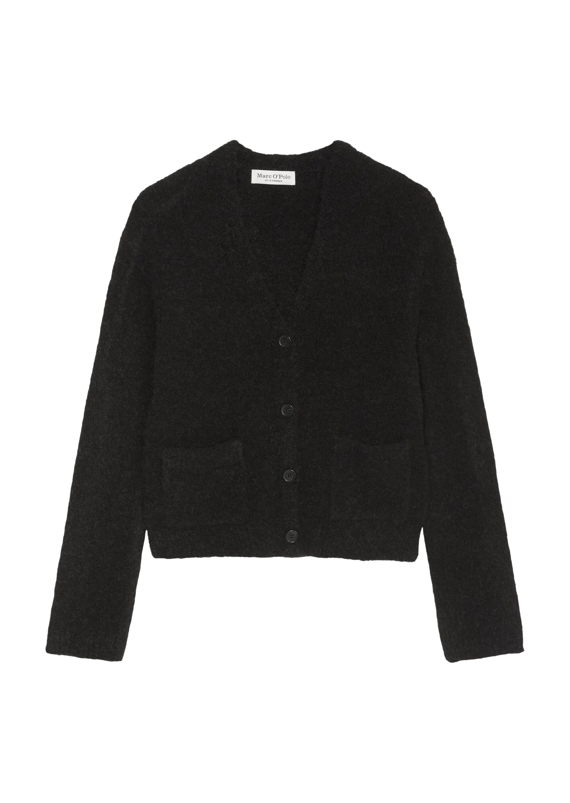 Bouclé-Cardigan regularaus Schurwolle-Alpakawolle-Mix