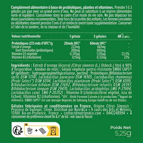 Nutri&Co Probio Pre e Probióticos para a Flora Intestinal 10 cápsulas