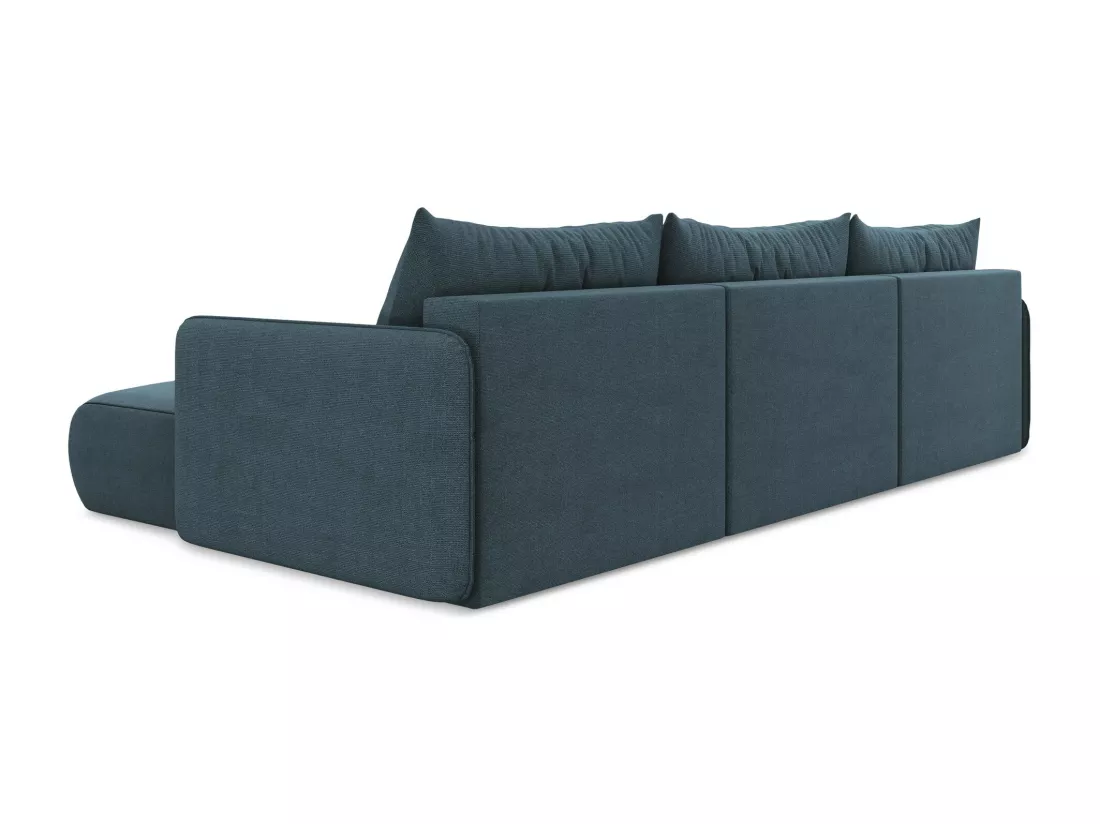 Canapé d'angle panoramique convertible en tissu texturé - jeans - NANEA