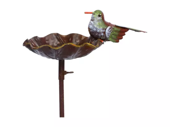 Mangeoire à oiseaux pique jardin abreuvoir fer marron 103 cm