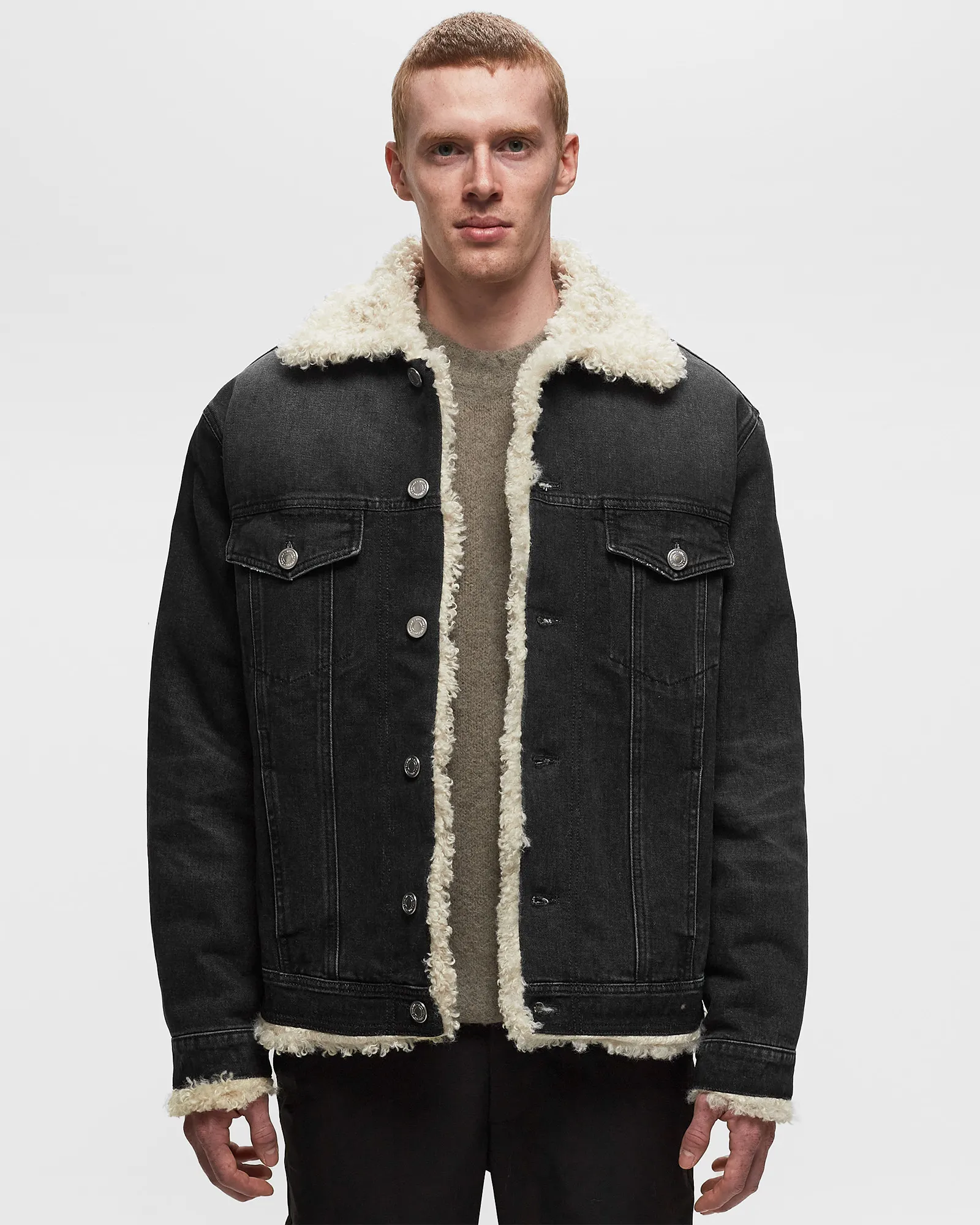 AMI Paris TRUCKER JACKET LINED WITH SYNTHETIC FUR