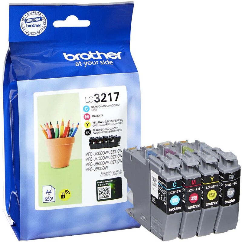 Brother LC-3217V Tintenpatronen Multipack, cyan, gelb, magenta, schwarz