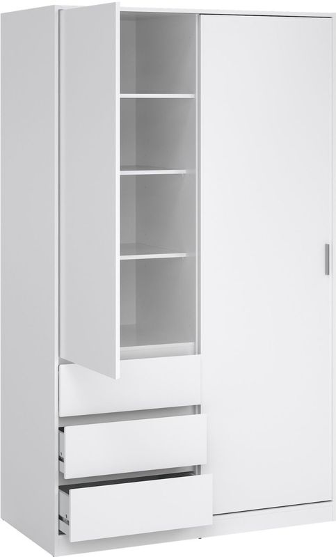 Kledingkast Luna - Hoogglans - Wit - 119x200x60 cm