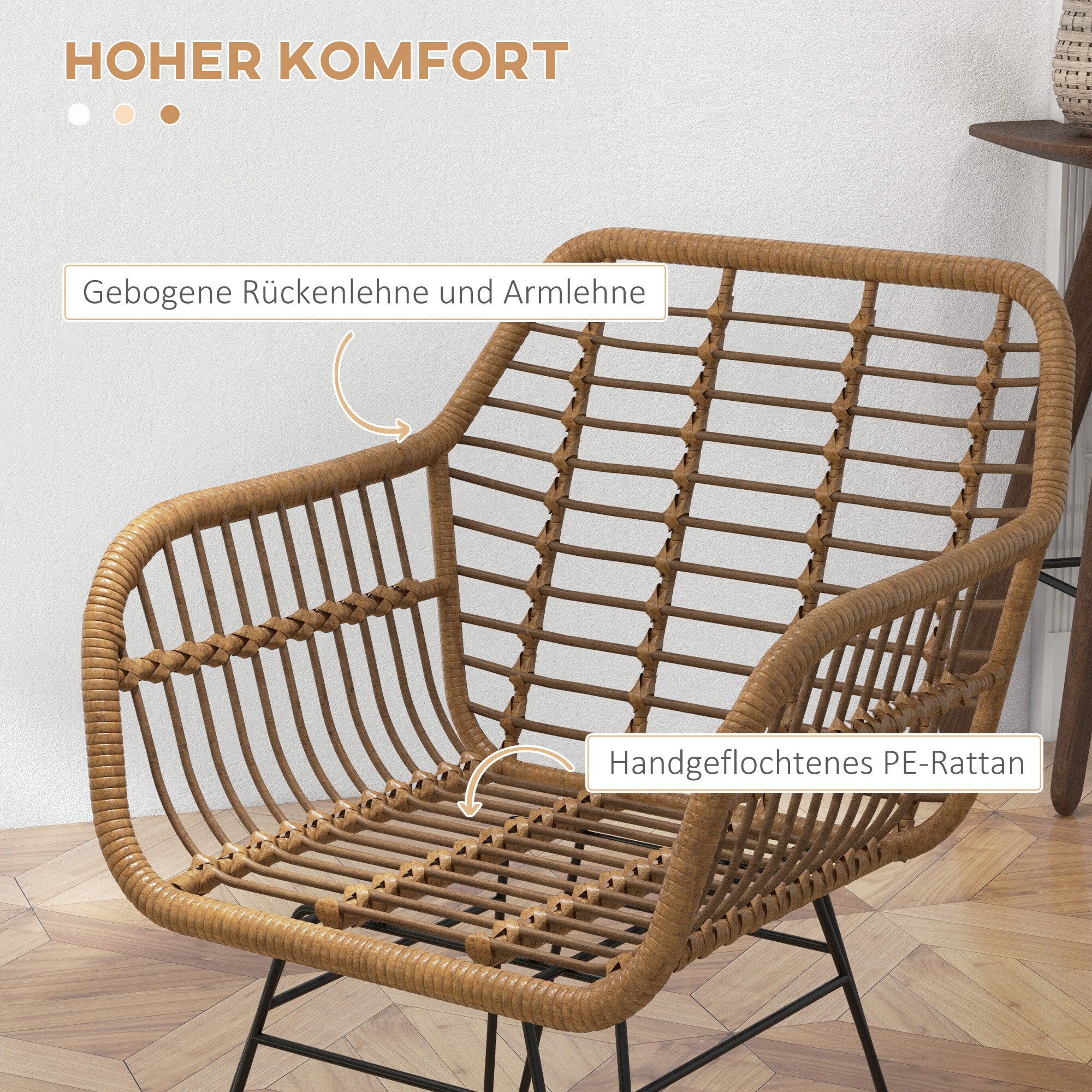 HOMCOM Küchenstuhl mit Armlehne braun 56L x 60B x 79H cm