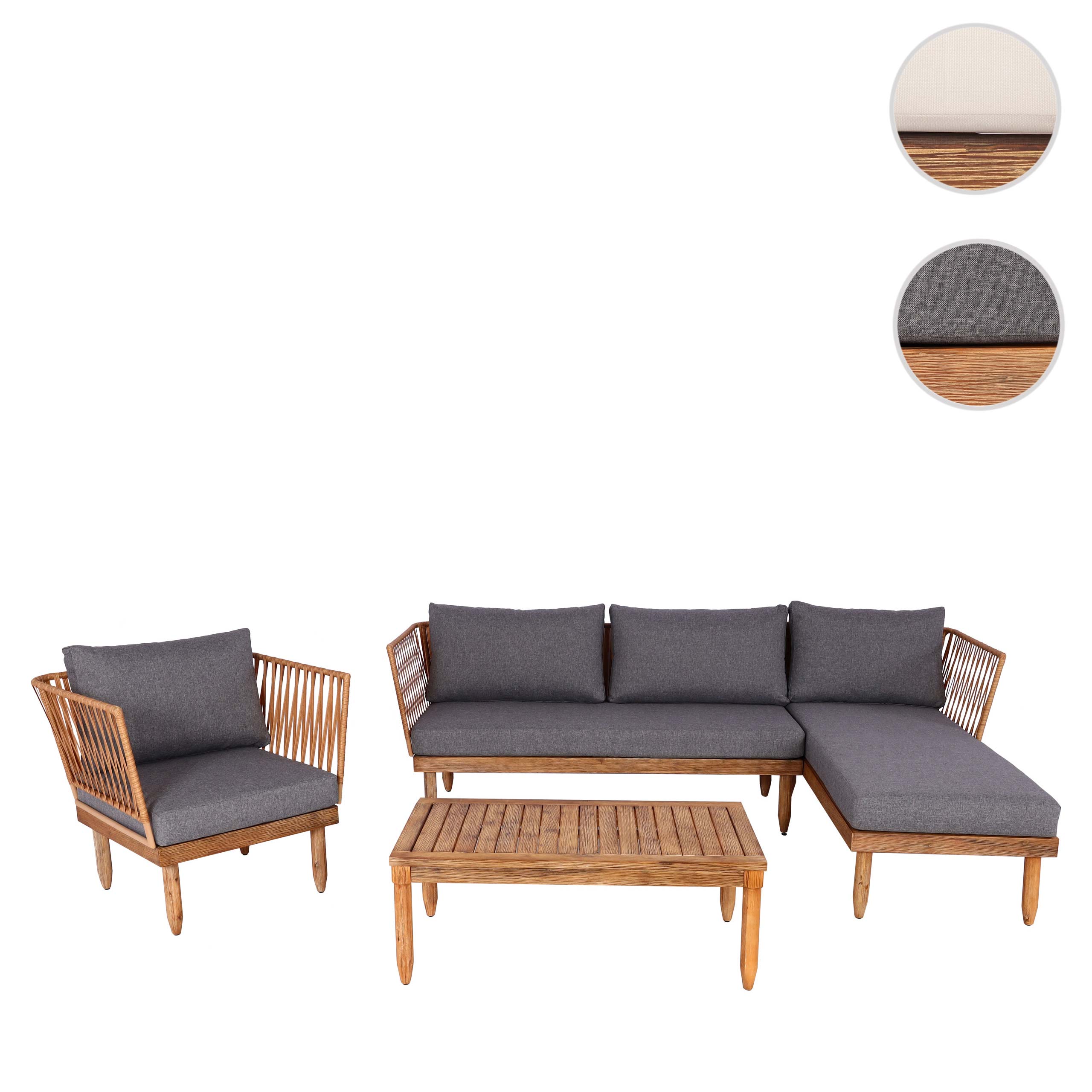 Garten-Garnitur MCW-L29, Garnitur Sitzgruppe Lounge-Set Sofa, Akazie Holz MVG-zertifiziert ~ dunkelgrau