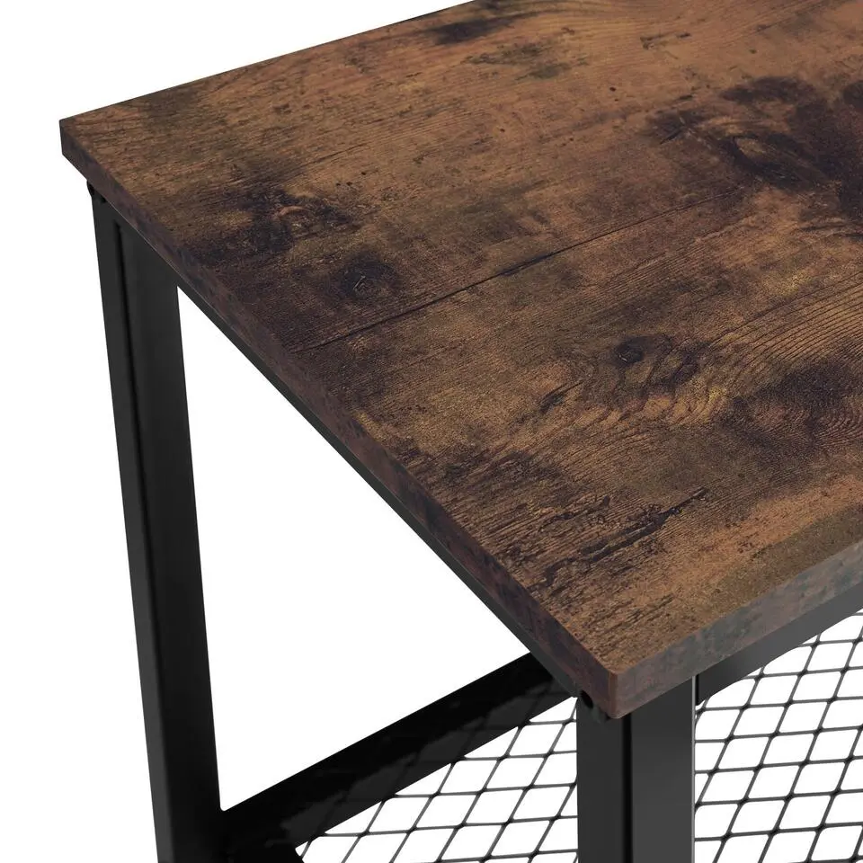 tectake Consoletafel Bristol 100x30x81cm, Industrieel Hout Donker, Rustiek
