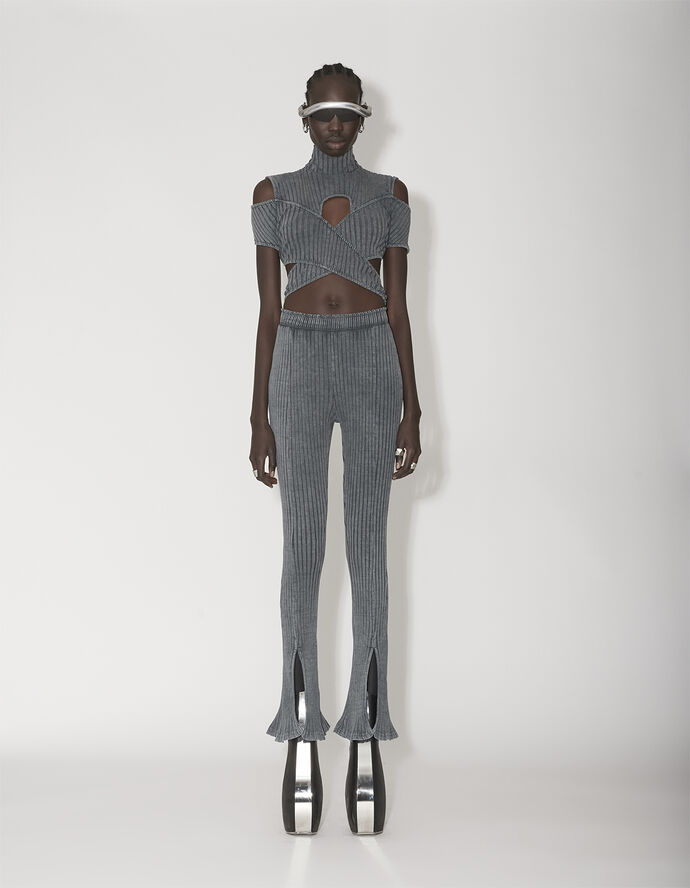 Han kjøbenhavn Jersey Rib Off-Shoulder Top Dark grey
