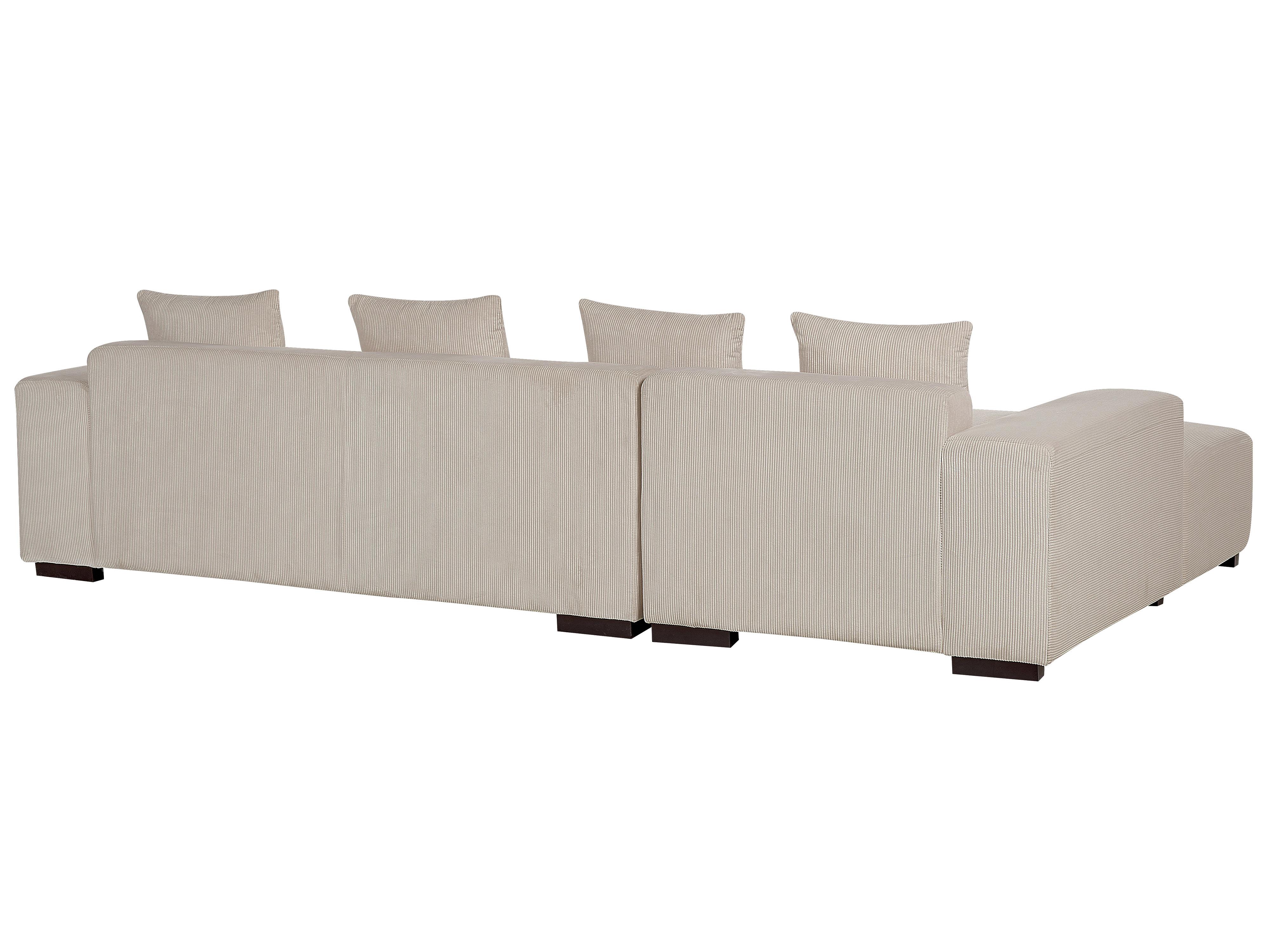 Hoekbank 4-zits LUNGO Corduroy Beige met ottomaan rechtszijdig