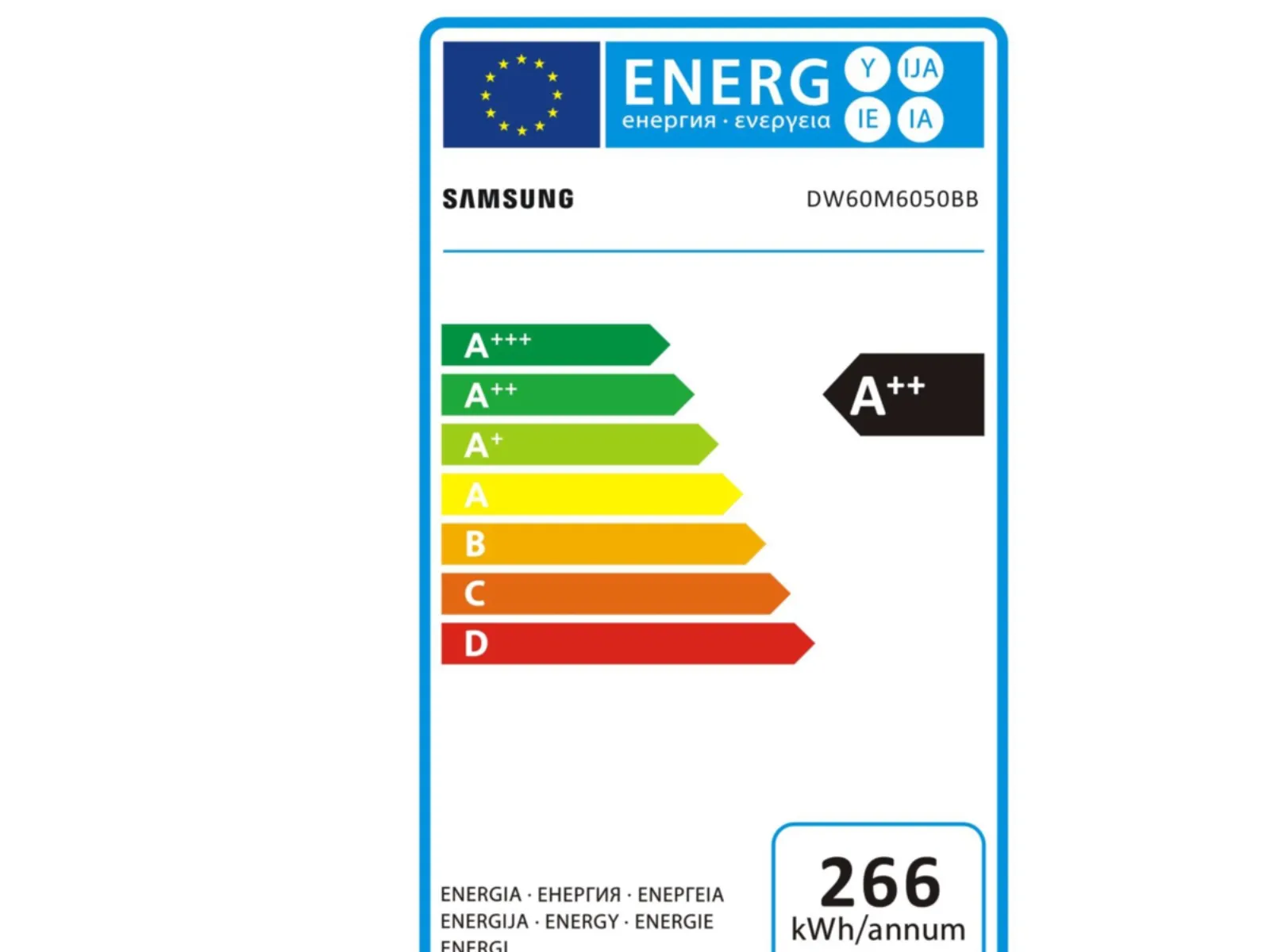 Samsung DW60M6050BB/EG - Opvaskemaskine - Sort