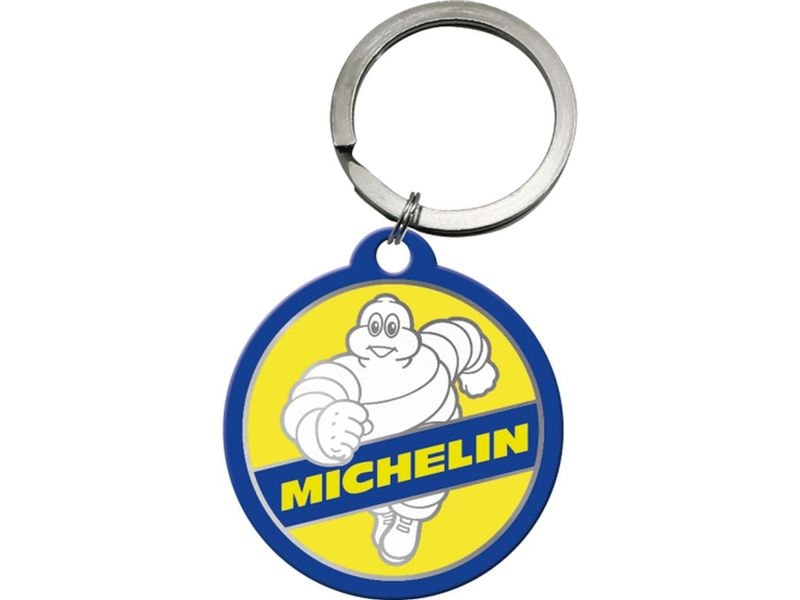 Nostalgic Art Schlüsselanhänger Michelin Ø 4 cm, Blau/Gelb Anhänger mit Michelin Logo