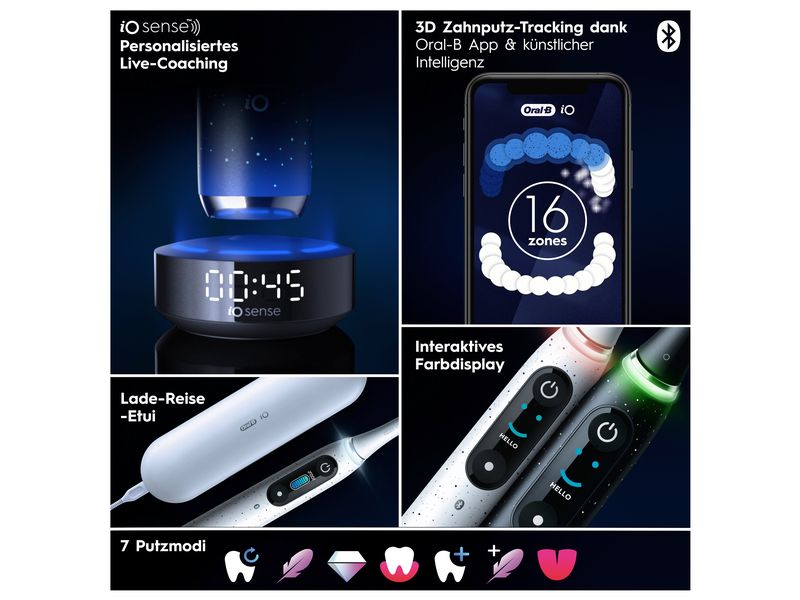 Oral-B Mikrovibrationszahnbürste iO Series 10 Black Onyx Elektrische Zahnbürste Luxe Edition