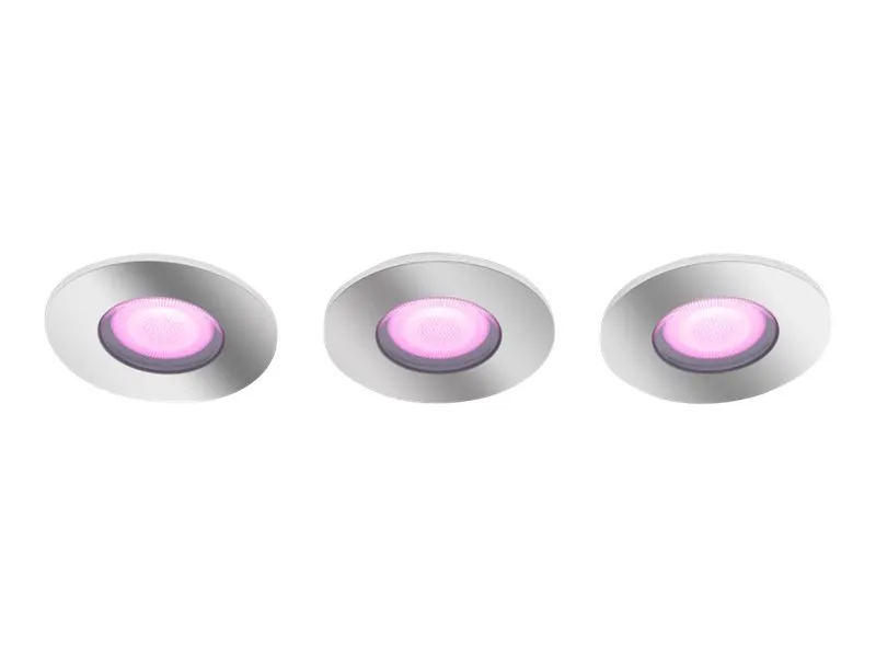 Philips Hue White and Color Ambiance Xamento - Indlejret spotlys - LED-spot lyspære - GU10 - 5.7 W - 16 millioner farver/varmt til køligt hvidt lys - 2000-6500 K - krom (pakke med 3)