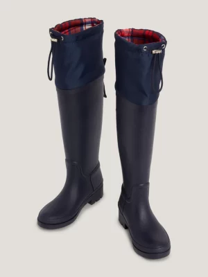 Botas de borracha acolchoadas com forro xadrez