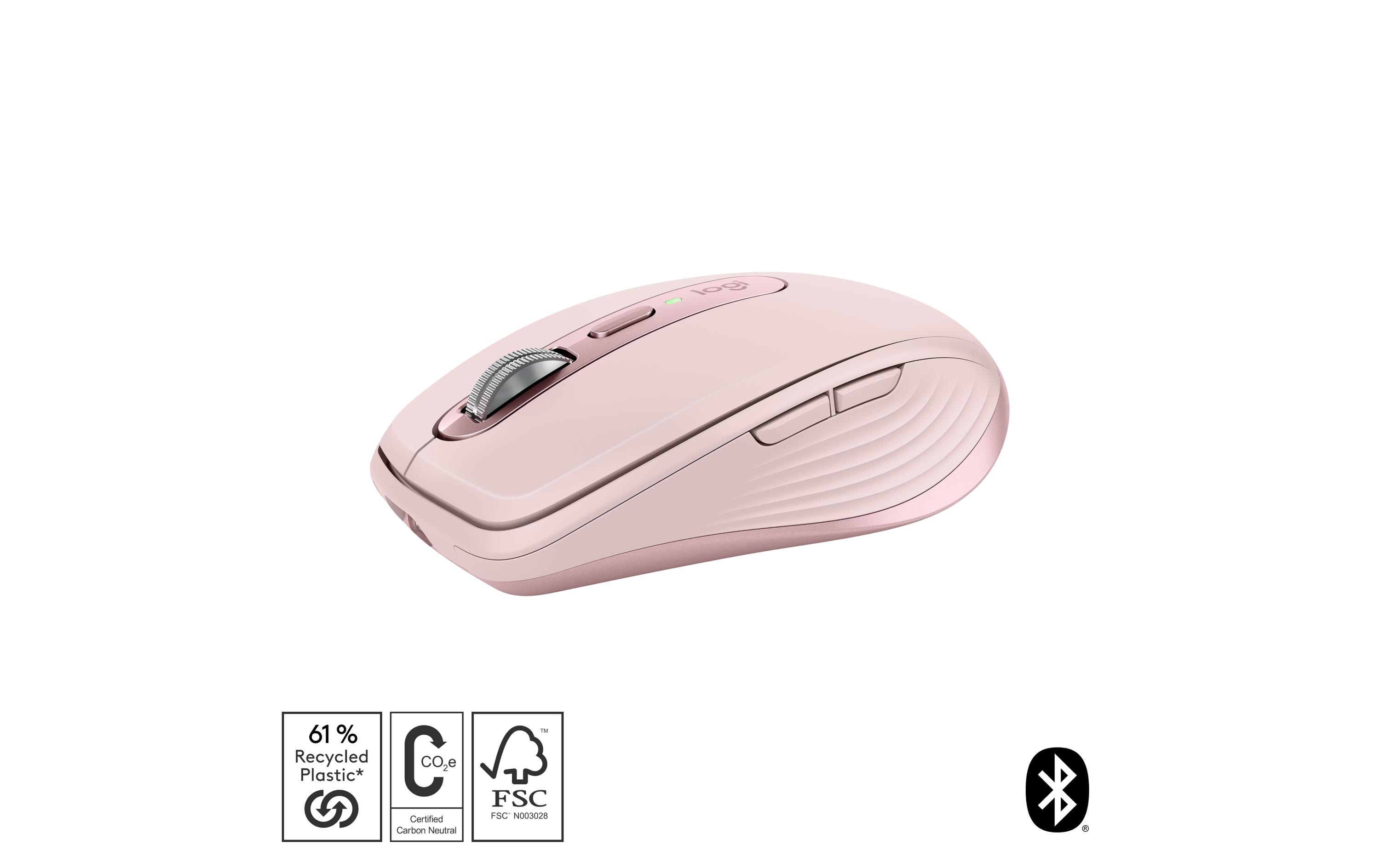 Mobile Maus MX Anywhere 3s RoseKompakte kabellose Performance-Maus mit 8K DPI-Sensor