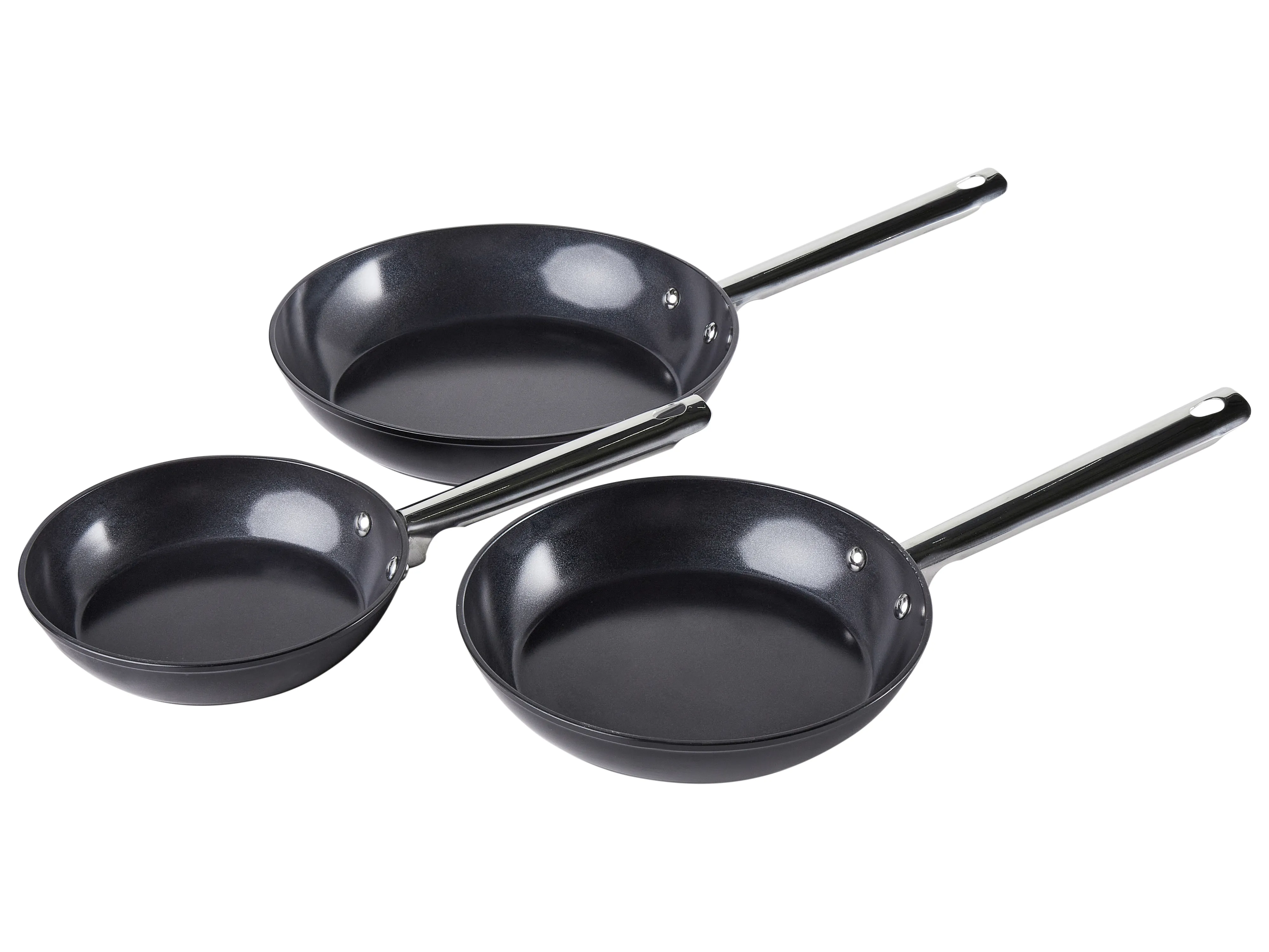 Set van 3 koekenpannen ELITE PRO Zwart